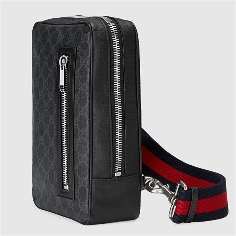 gucci black sling backpack|gucci sling bag with cherry.